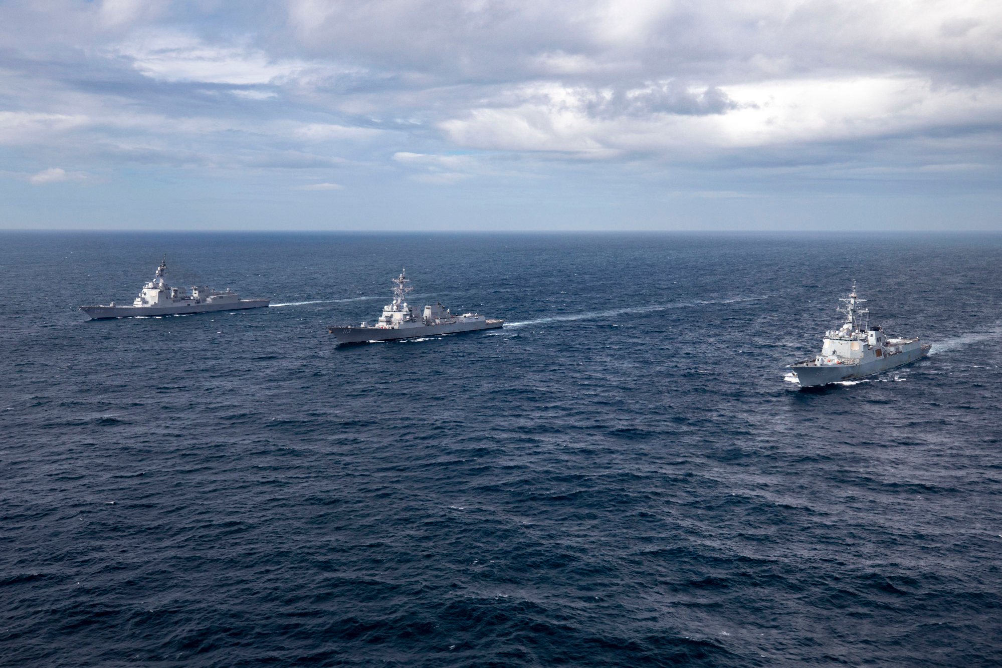South Korean, US and Japanese warships take part in a joint military exercise in the international waters of the East Sea. Photo: Defence Ministry via Zuma Press Wire/dpa
