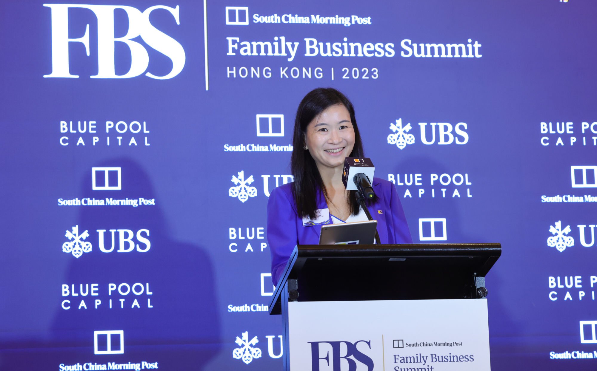 Catherine So, chief executive officer of the Post, during the Family Business Summit at The Peninsula hotel on November 13, 2023. Photo: May Tse