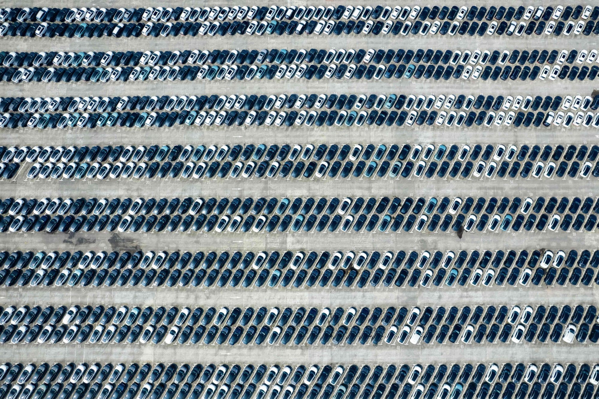Newly-produced electric vehicles parked at a distribution centre of Changan Automobile in China’s southwestern Chongqing. Photo: AFP