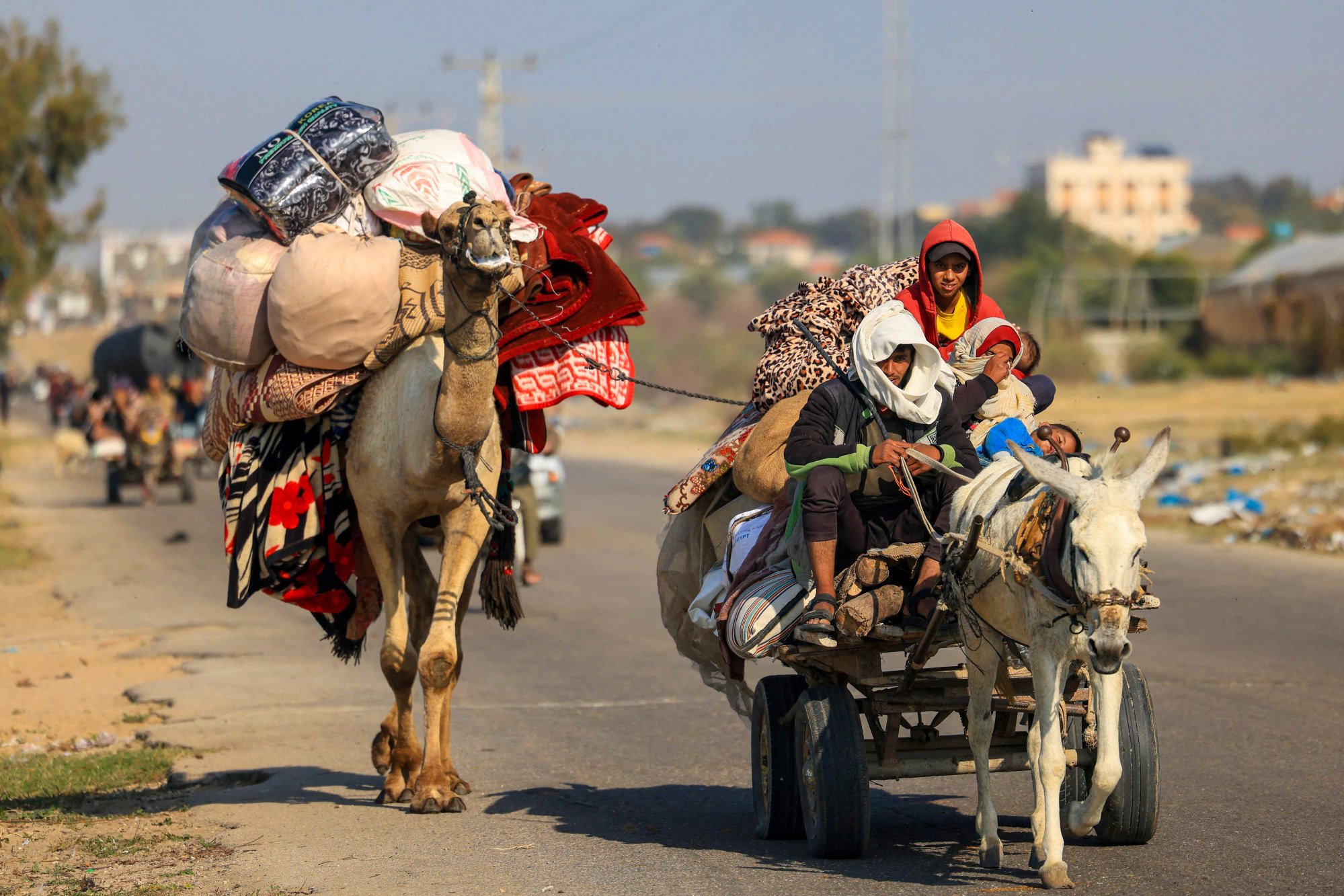 Palestinians flee from Khan Yunis to Rafah in the southern Gaza Strip on December 4 after the Israeli military called for people to leave certain areas. Photo: AFP
