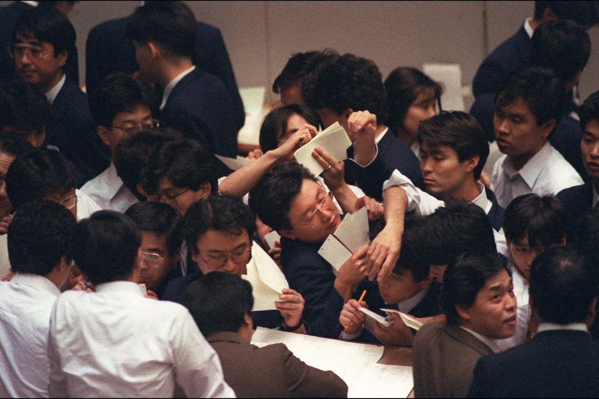 Tokyo Stock Exchange traders in 1987