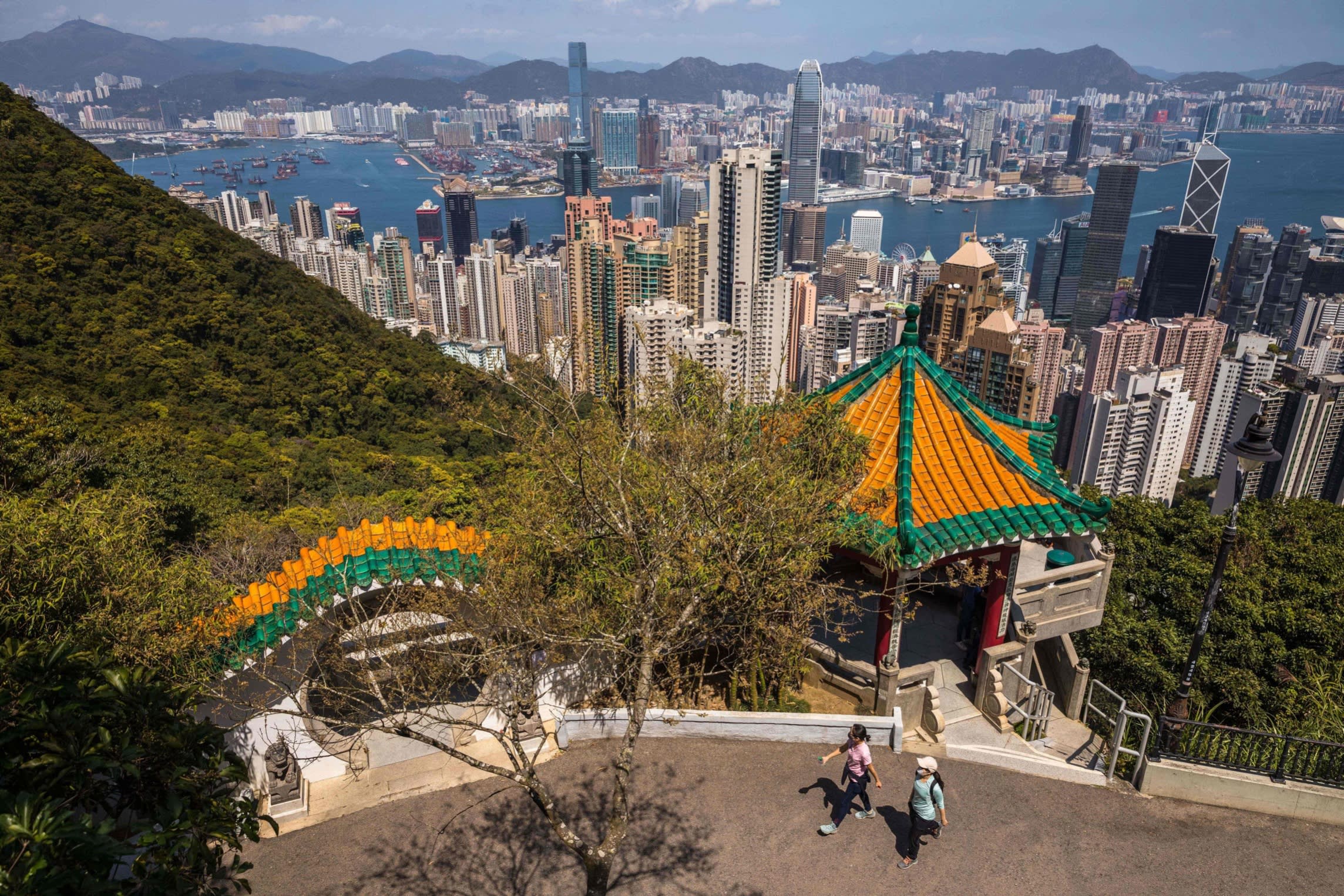 The Peak, a popular tourist location overlooking the city and Victoria Harbour, in Hong Kong