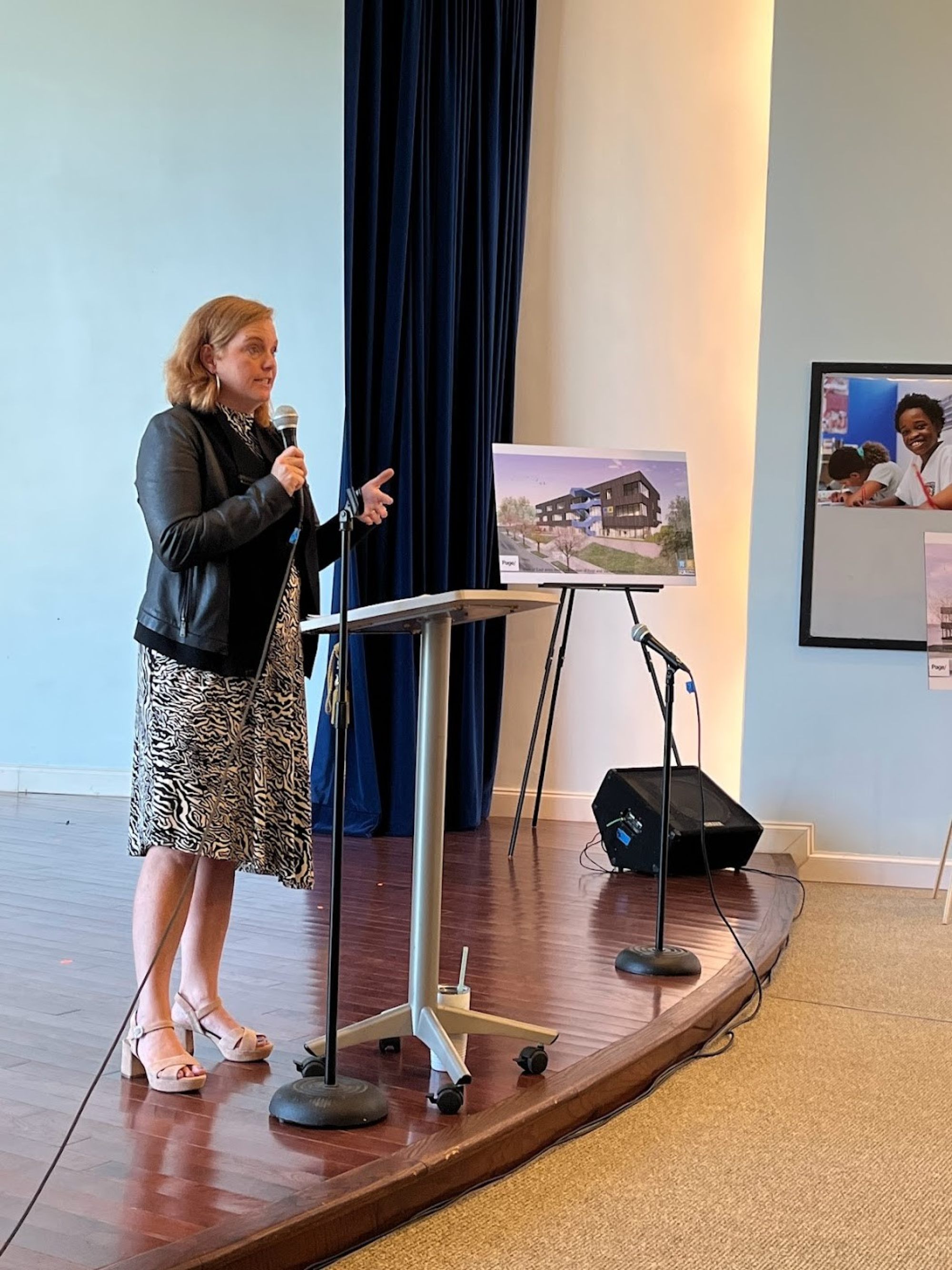 Carlie Fisherow, Yu Ying Public Charter School’s executive director, speaks about the school’s new campus slated to open in Washington DC in 2024. Photo: Yu Ying Public Charter School
