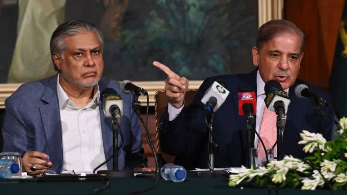 Pakistan’s prime minister Shehbaz Sharif and finance minister Ishaq Dar