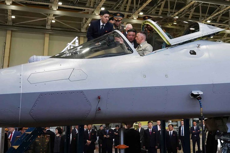 russia-north-korea-05.jpg North Korean leader Kim Jong Un looks into the cockpit of a Russian military jet while visiting an aircraft plant in Komsomolsk-on-Amur that builds fighter planes, Sept. 15, 2023. Credit: Khabarovsk Krai region government via AP