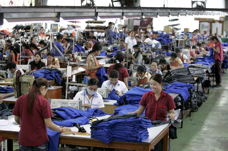 laos-factory-garment.jpg Workers assemble garments to be exported abroad at a factory on the outskirts Vientiane, Laos, May 2, 2006. Credit: Sukree Sukplang/Reuters