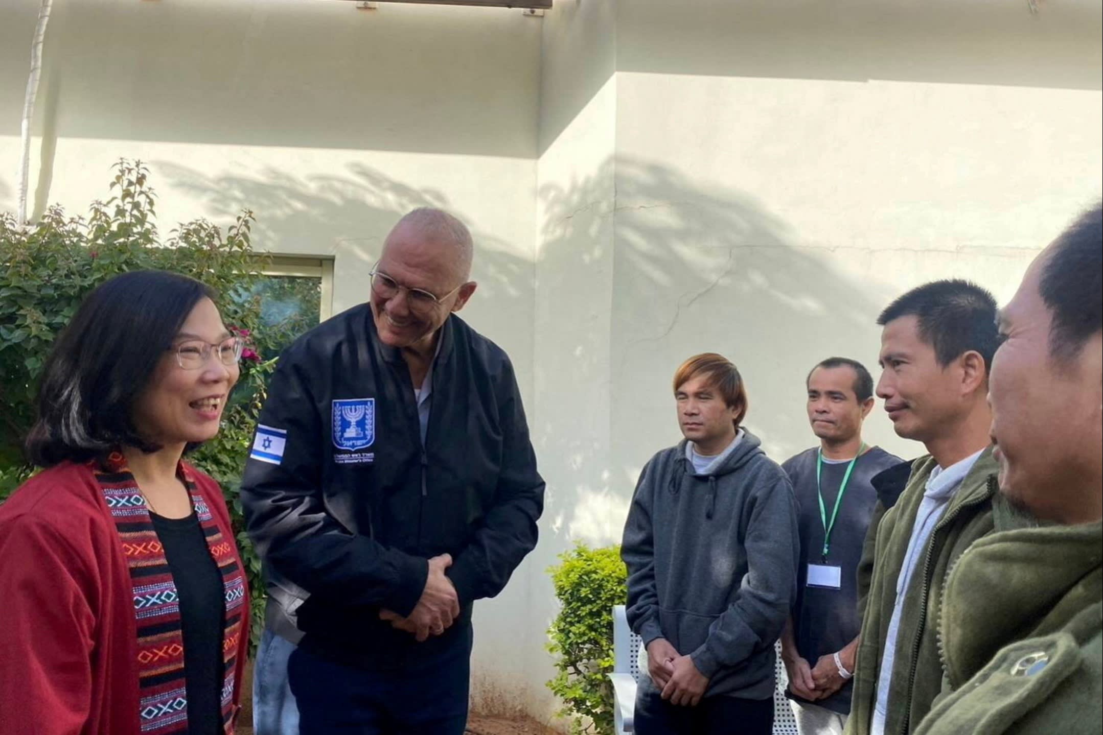 Thailand’s ambassador to Israel, Pannabha Chandraramya, left, meeting Thai citizens at Shamir Medical Center