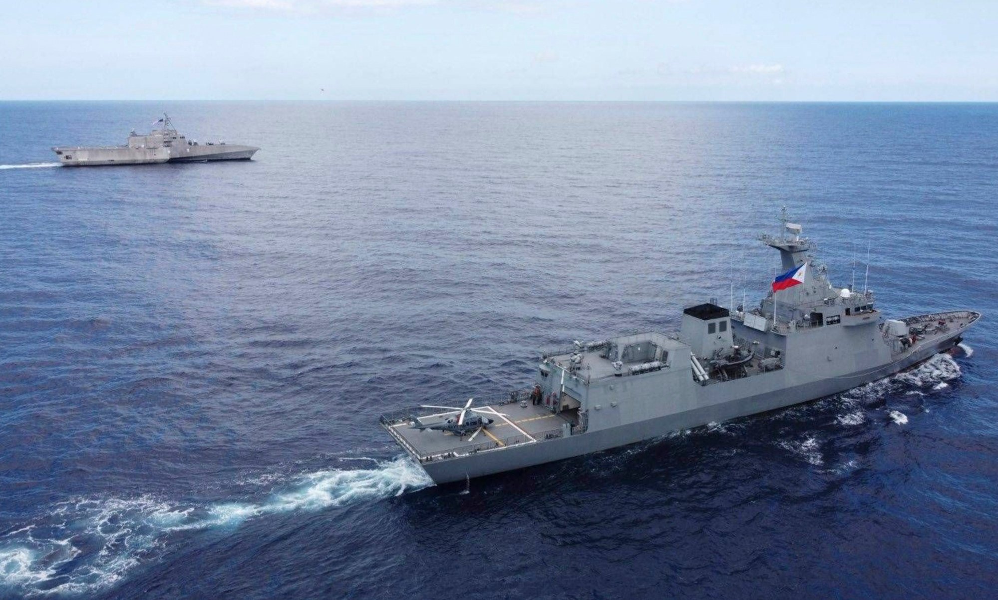 The Philippines BRP Jose Rizal (right) and USS Gabrielle Giffords during an exercise in November. On December 4, China accused the US ship of having entered disputed waters near the Second Thomas Shoal. Photo: Armed Forces of the Philippines via AP