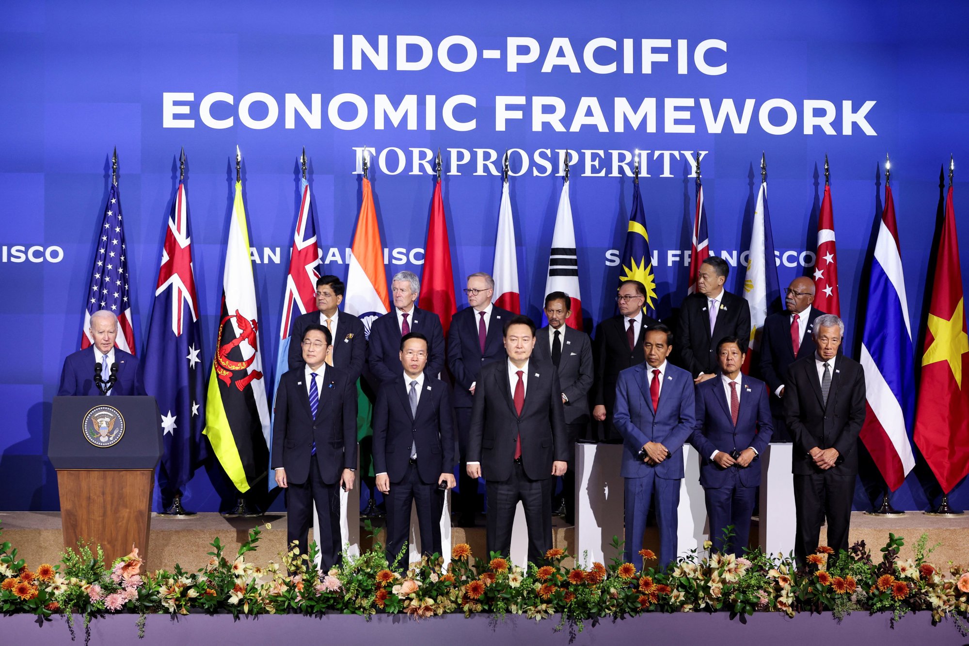 US President Joe Biden delivers remarks as world leaders from the Indo-Pacific gather for a summit in San Francisco on November 16. Photo: Reuters