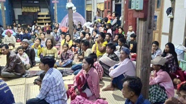 Displaced civilians from Kawlin township in northwestern Myanmar’s Sagaing region are seen Nov. 2, 2023. (Kawlin Info)