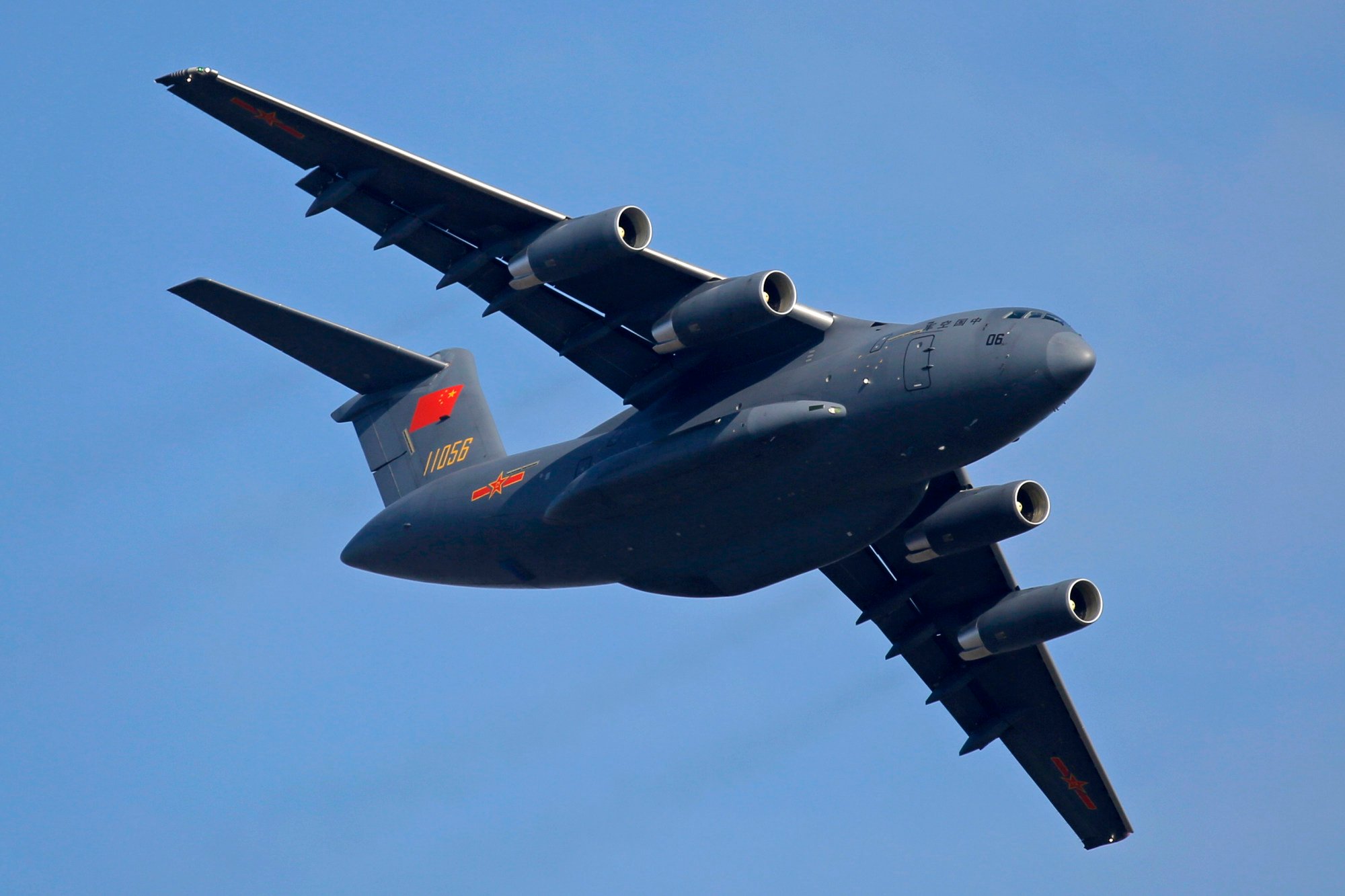The Y-20 military transport aircraft is nicknamed “chubby girl” for its large fuselage. It entered service in 2016. Photo: AP