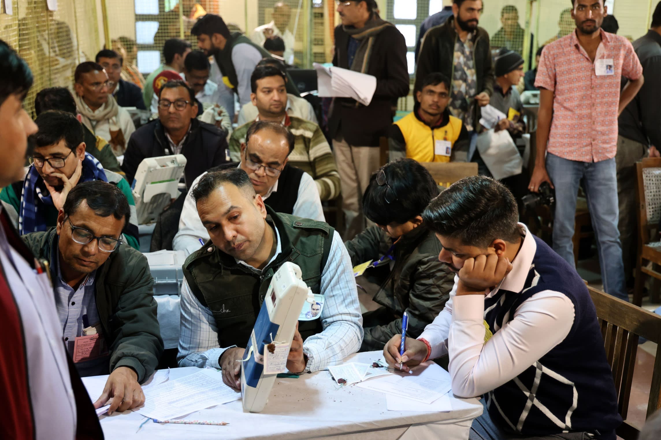 Counting of votes for the Rajasthan Assembly elections in Jaipur, Rajasthan, India