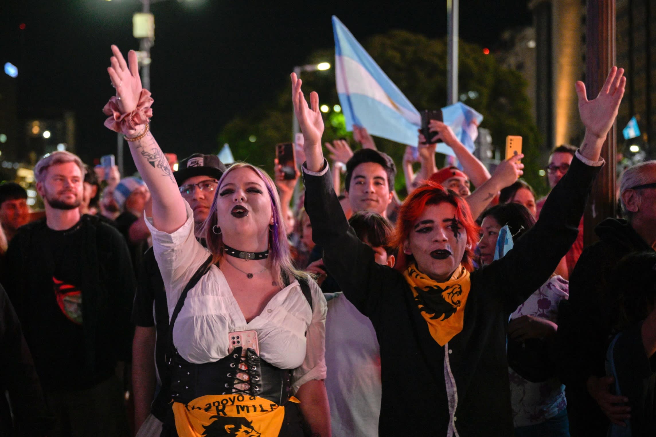 Young Argentinians celebrate Javier Milei’s victory