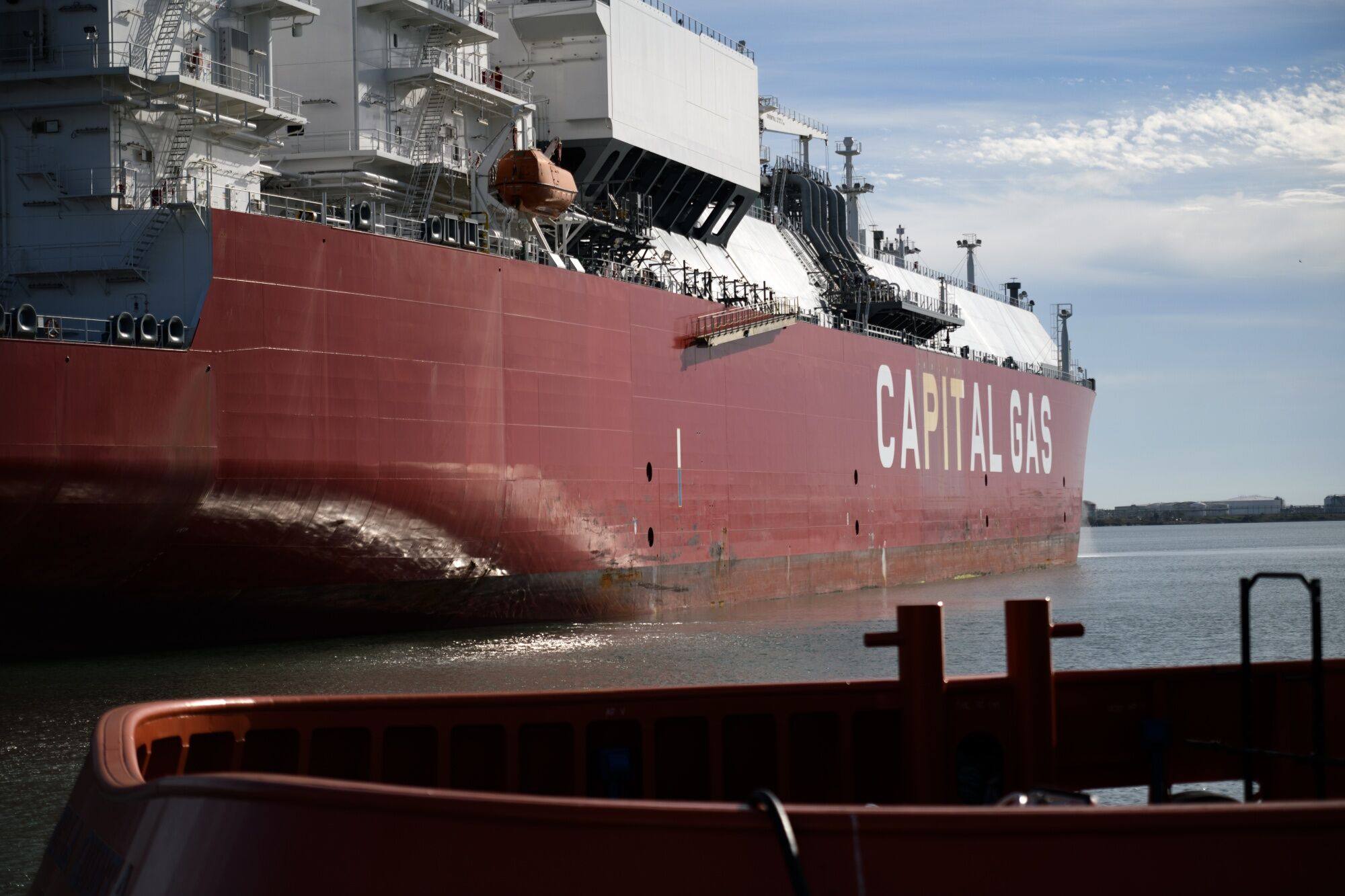 The Aristidis I liquefied natural gas tanker is shown docked in December last year in Corpus Christi, Texas, where Cheniere Energy is expanding its operations for the highly sought commodity. Photo: Bloomberg