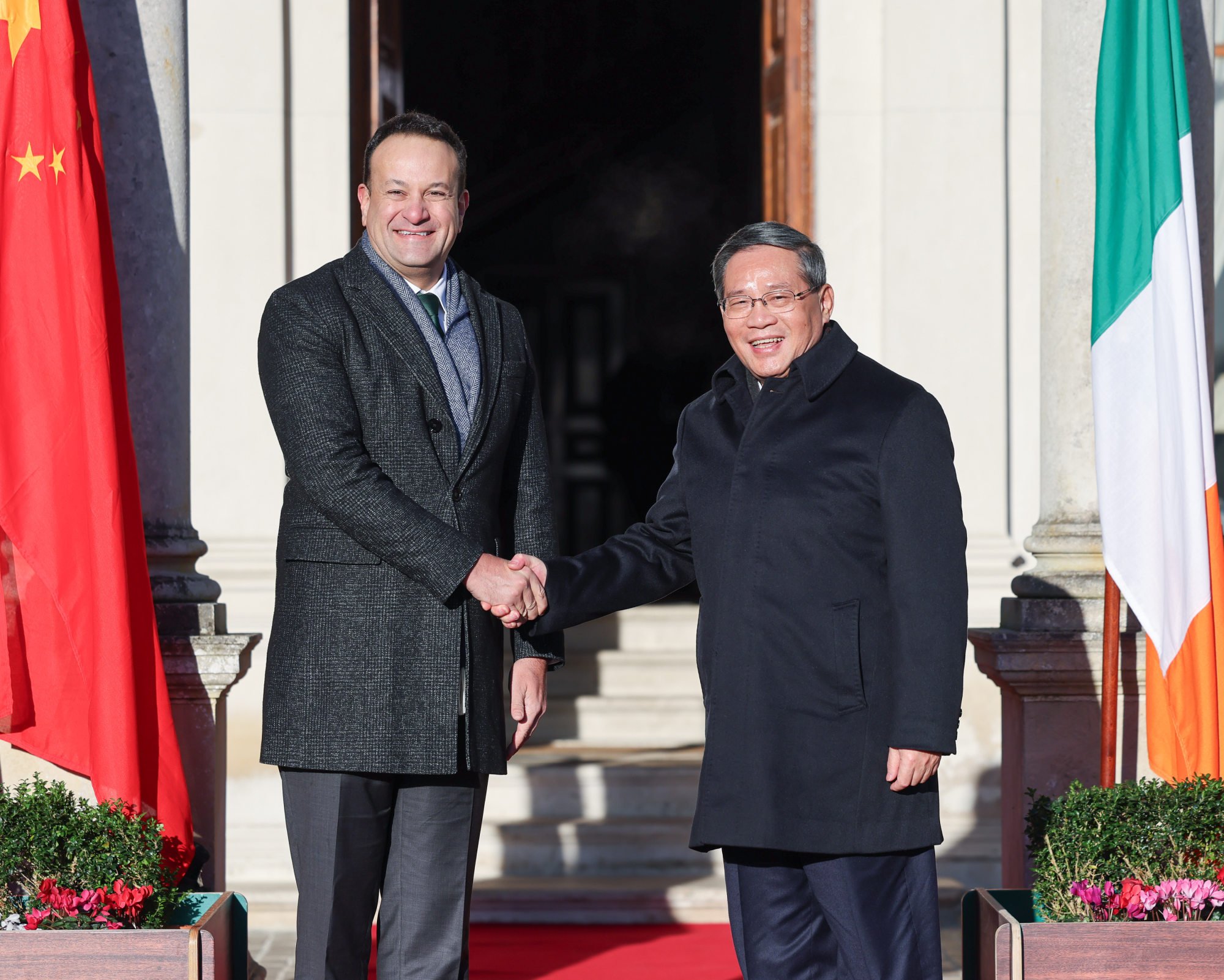 Irish prime minister Leo Varadkar with Li ahead of their discussions on Wednesday at Farmleigh House, the official Irish state guest house, in Dublin. Photo: Xinhua
