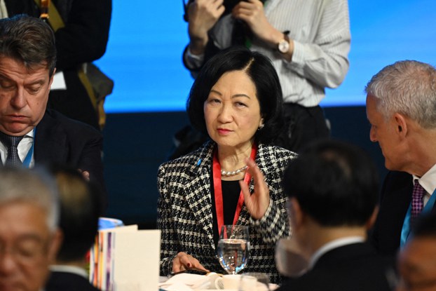 ENG_CHN_HKNatSec_01122024.2.jpg Regina Ip (C), Hong Kong's Executive Council convenor and former security chief, attends a conference in Hong Kong in 2022. (Peter Parks/AFP)