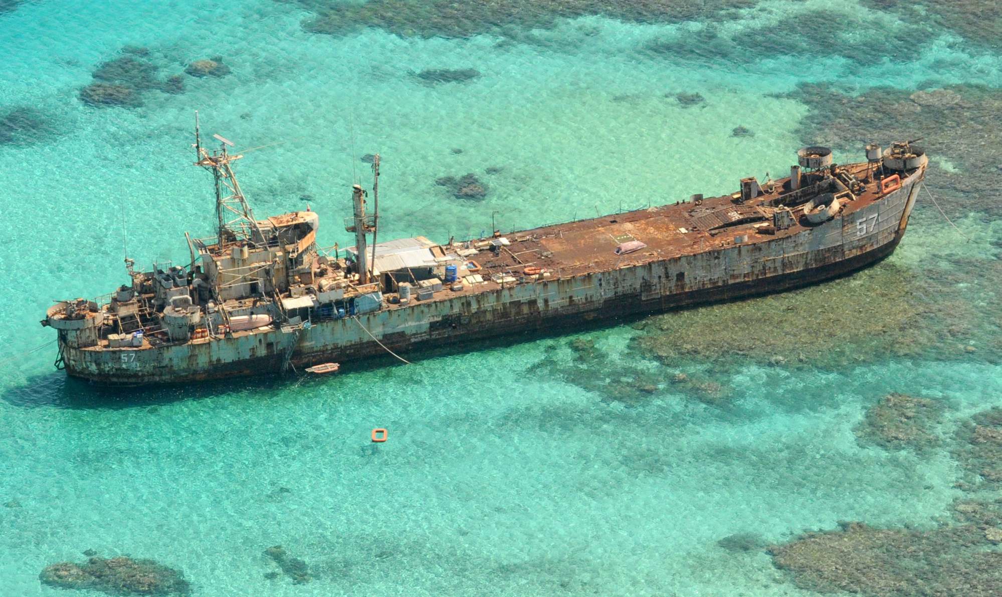 The BRP Sierra Madre, a World War II-era Philippine Navy vessel, has served as Manila’s outpost at the Second Thomas Shoal since 1999. Photo: AFP