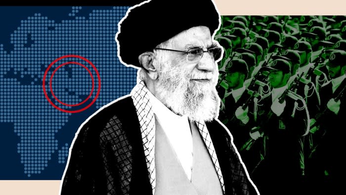 Iran’s Supreme Leader Ayatollah Ali Khamenei, with Iran’s Revolutionary Guards
