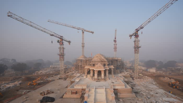 The Ram Mandir Hindu temple under construction in Ayodhya, India