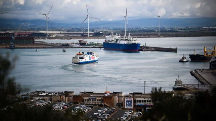 A liquefied natural gas tanker arrives in Italy