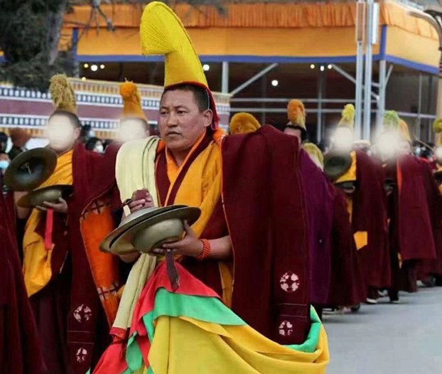 ENG_TIB_ChantmasterKirtiMonastery_01222024.2.jpg Lobsang Tashi appears in an undated photo in which the faces of other monks were obscured to protect their privacy. (Citizen journalist)