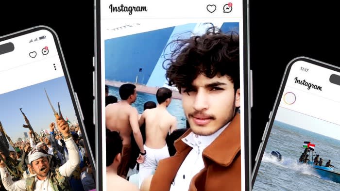 Montage of pro-Houthi posts on Instagram