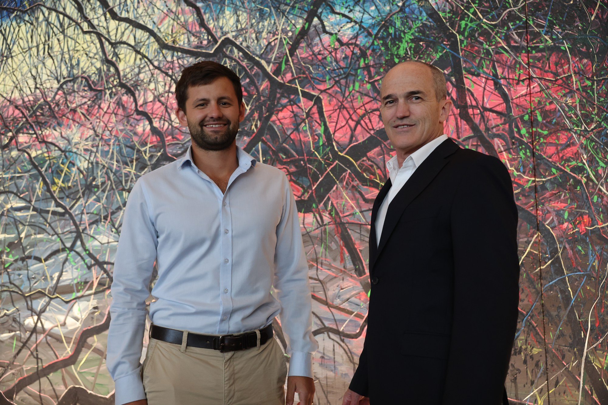 Jonathan Green (left), investment director, and Johnny Kahlbetzer, CEO, of Twynam Group, pose in Wan Chai on December 20, 2023. Photo: Edmond So