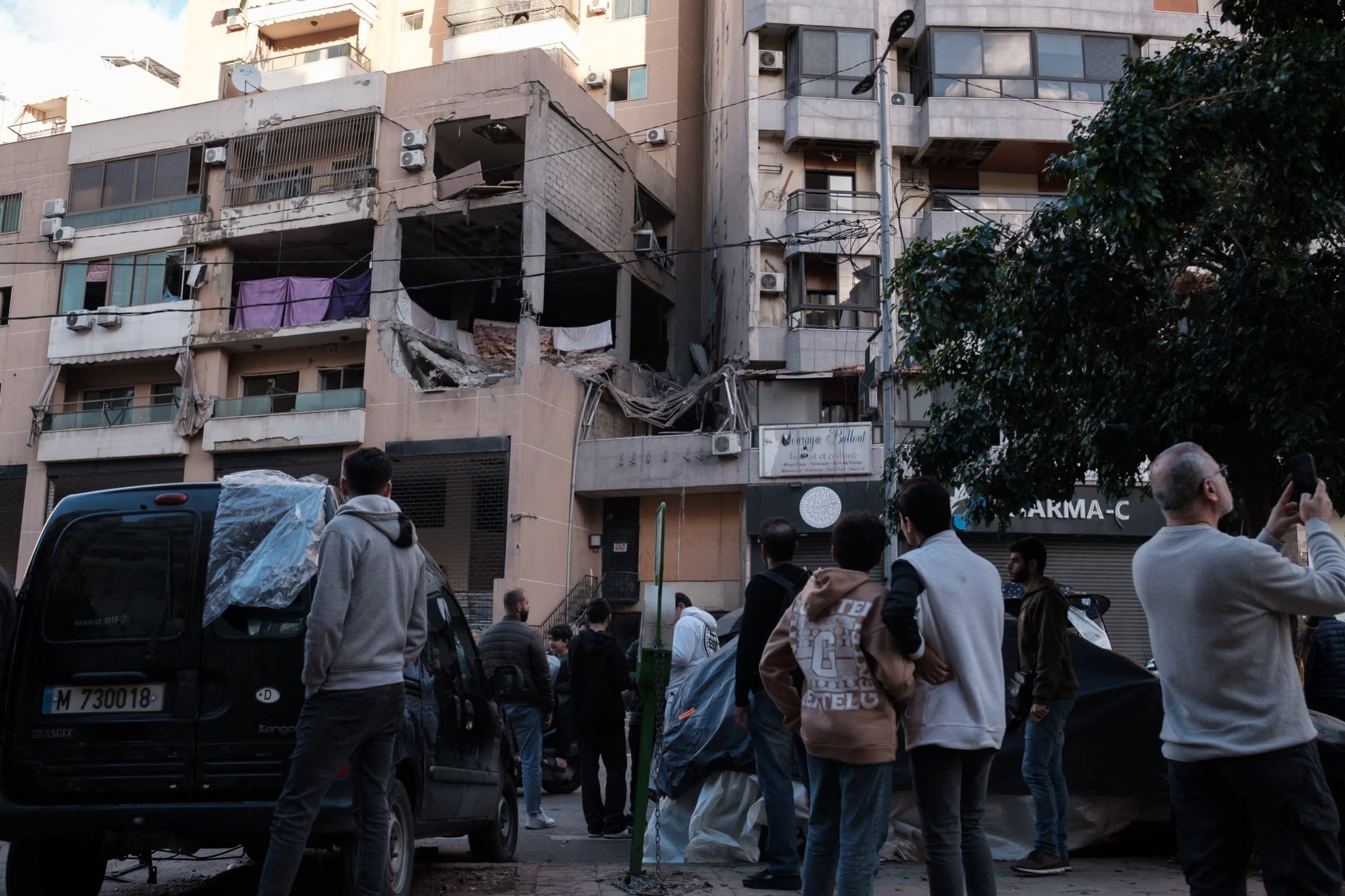 People in Beirut survey damage caused by an Israeli strike that killed Saleh al-Arouri, Hamas’s deputy political leader. Southern Lebanon is a stronghold of Hizbollah, Iran’s most powerful proxy