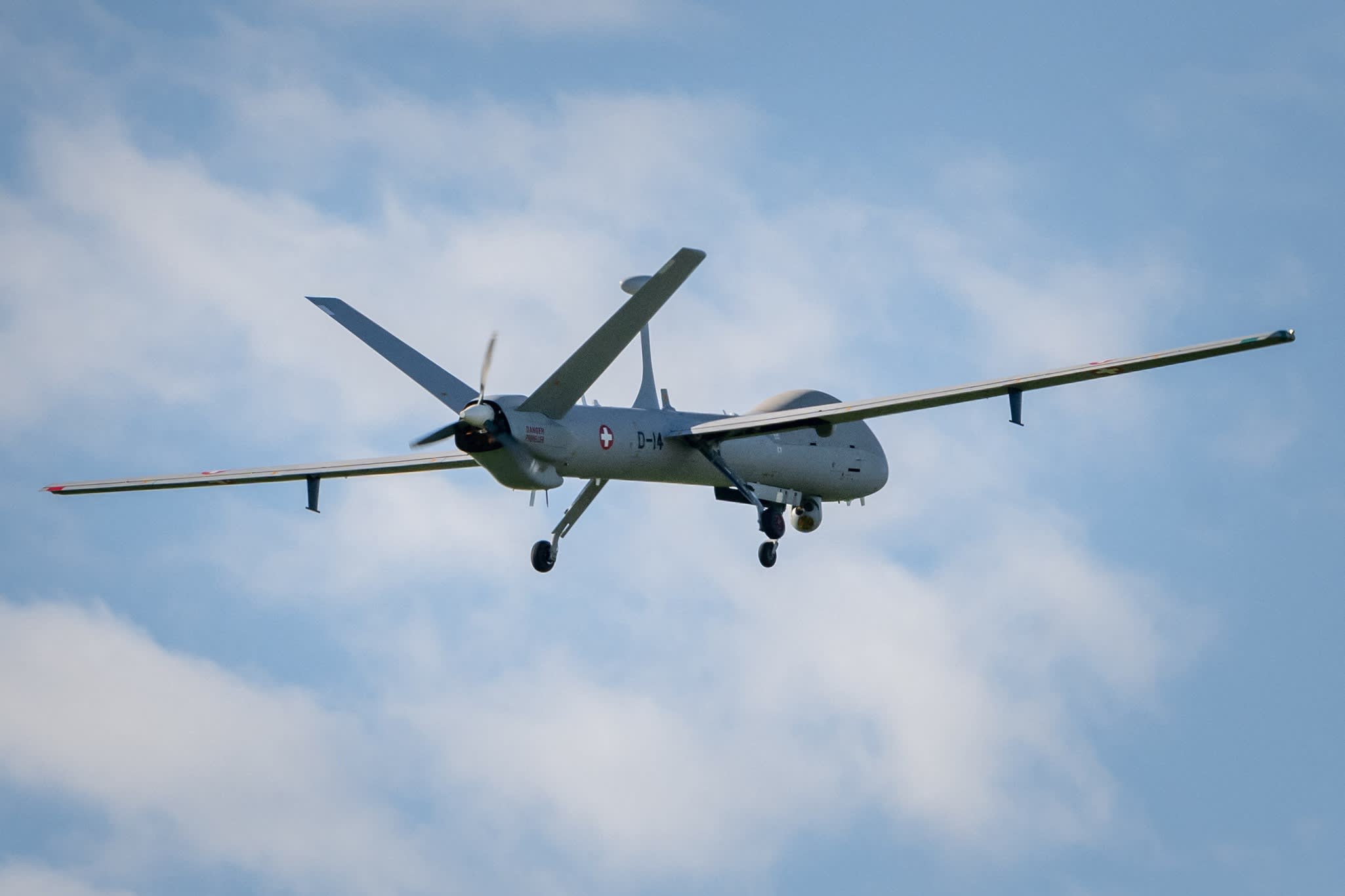 One of the first two Hermes 900 HFE reconnaissance drones
