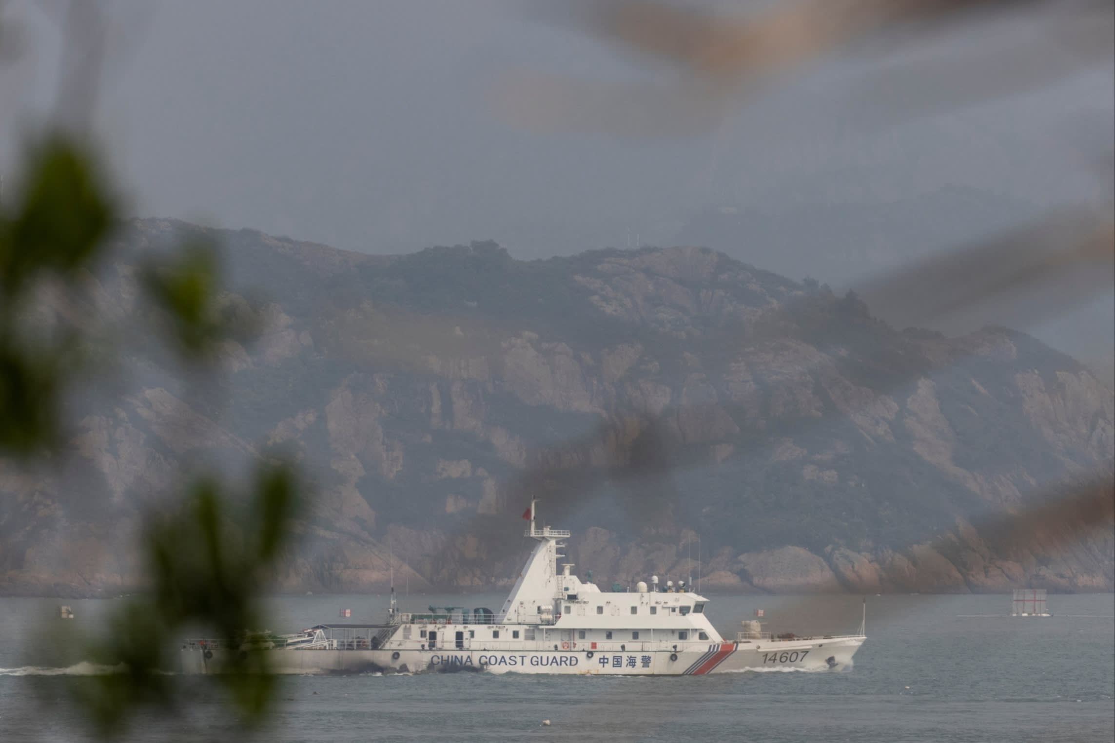 A Chinese coastguard ship near the Taiwan-controlled Matsu Islands that are close to the Chinese coast