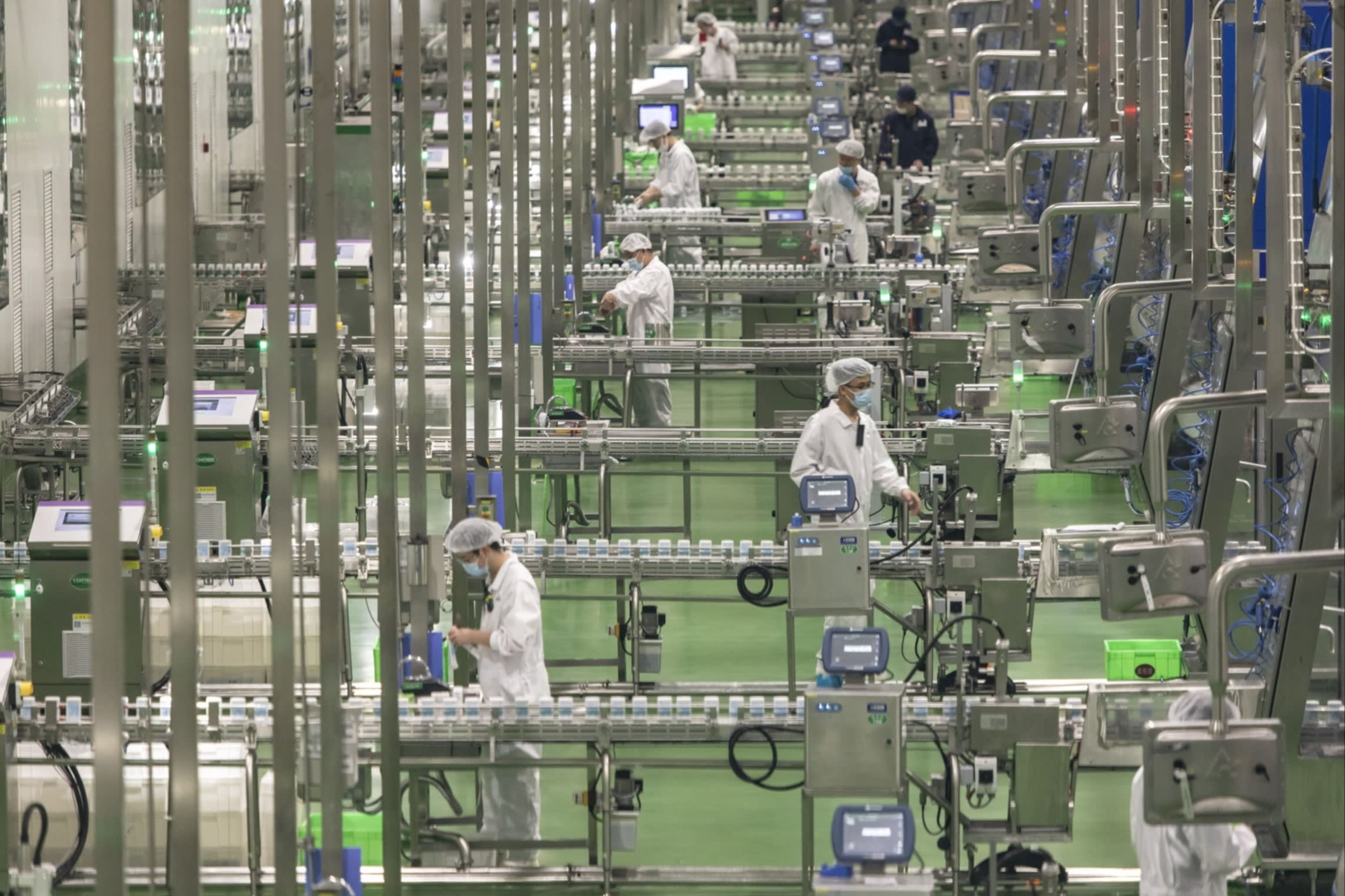 Staff working in a Yili Group factory in Holhot, Inner Mongolila, China