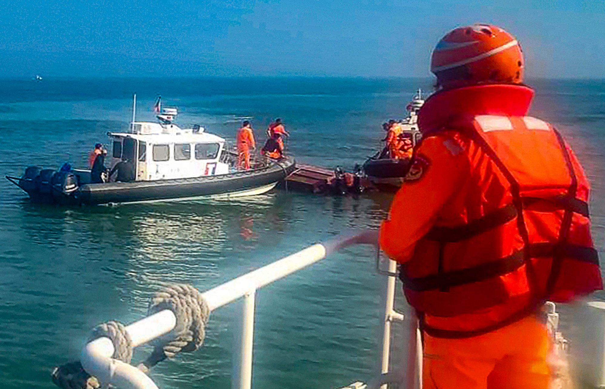 Beijing condemned the ‘violent’ methods it said was used during the chase by the Taiwan coastguard which left two mainland fishermen dead when their boat flipped over in the water. Photo: Taiwan Coast Guard Administration via AP
