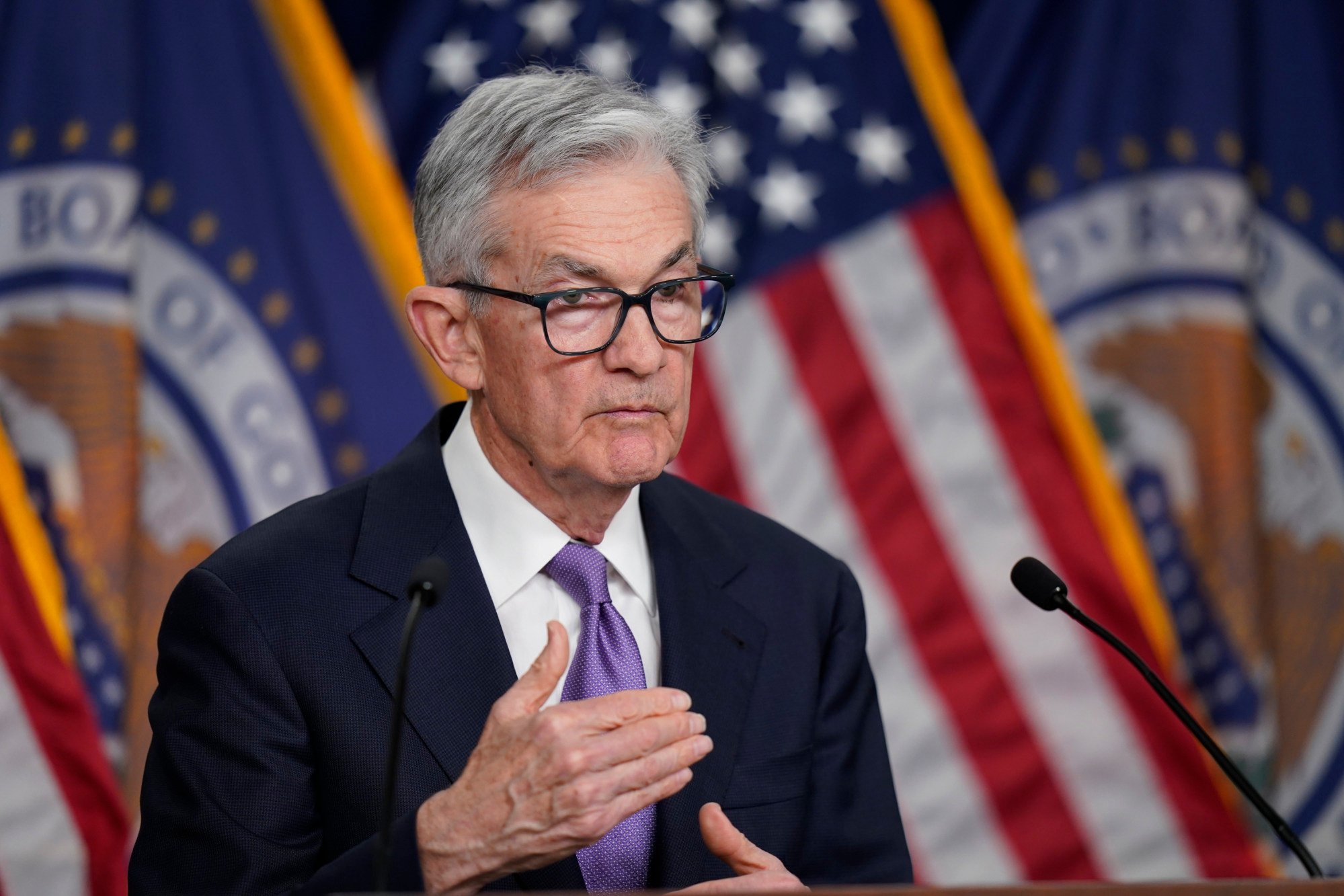 Federal Reserve’s Chairman Jerome Powell speaks during a news conference about monetary policy on December 13, 2023 in Washington. Photo: AP