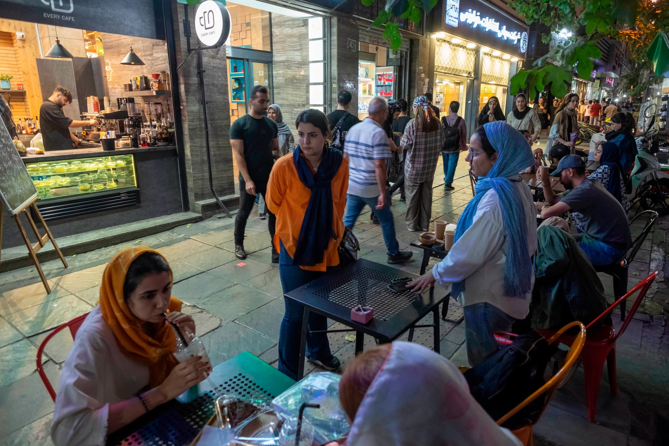 Young Iranians at a cafe in Tehran, Iran