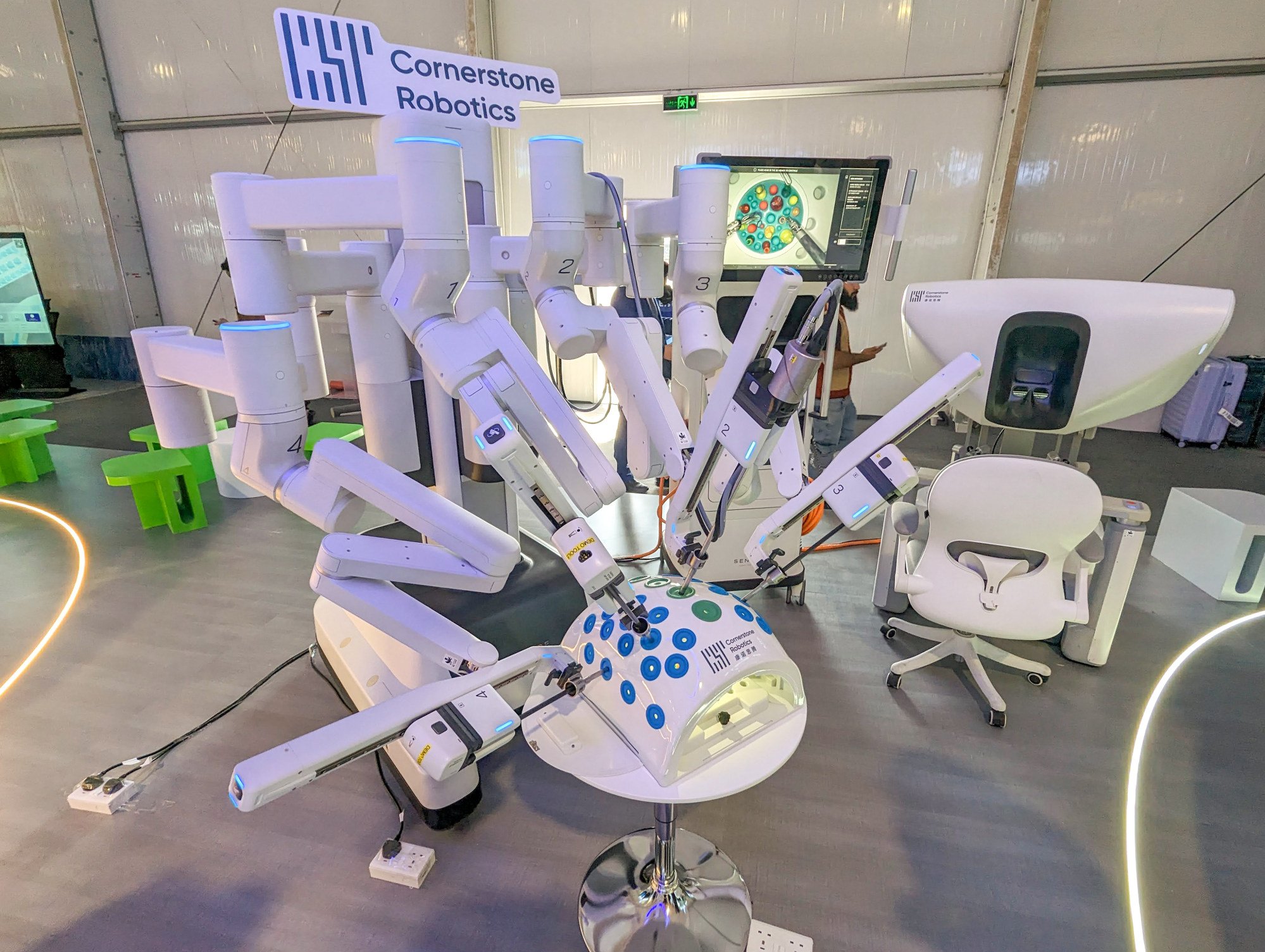 A surgical robot from Hong Kong Science and Technology Park start-up Cornerstone Robotics on display at the Leap technology conference in Riyadh, Saudi Arabia, on March 5, 2024. Photo: SCMP/Matt Haldane