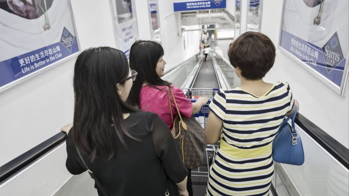 Customers at a Sam’s Club warehouse in Zhuhai