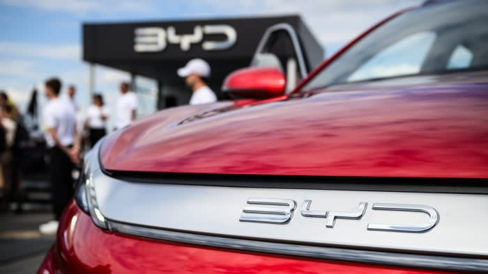 A BYD car at The British Motor Show in Farnborough, England, last year