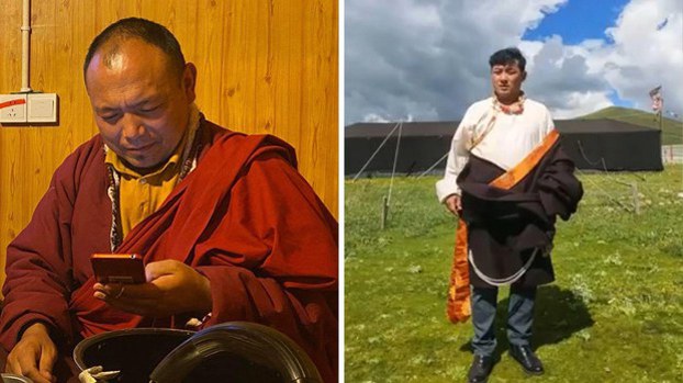 ENG_TIB_DegeUpdate_03252024.2.jpg Tenzin Sangpo (L), senior administrator of Wonto Monastery and village official Tenzin (R), both from Wangbuding township, Dege county, in southwestern China's Sichuan province are seen in undated photos. (Citizen journalist)