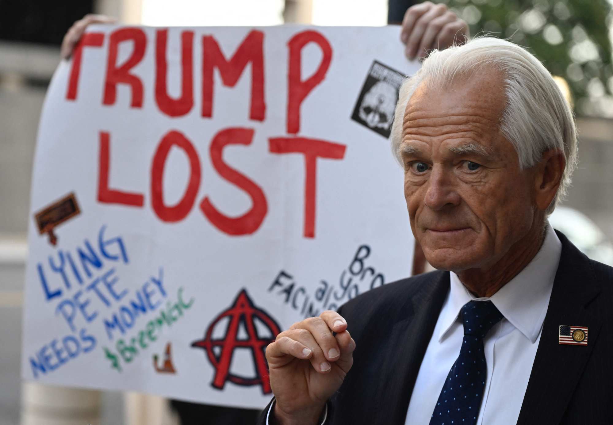 Navarro faces reporters in Washington last September after he was convicted of contempt of Congress for refusing to cooperate with the House committee investigating the January 6, 2021, attack on the US Capitol. Photo: AFP