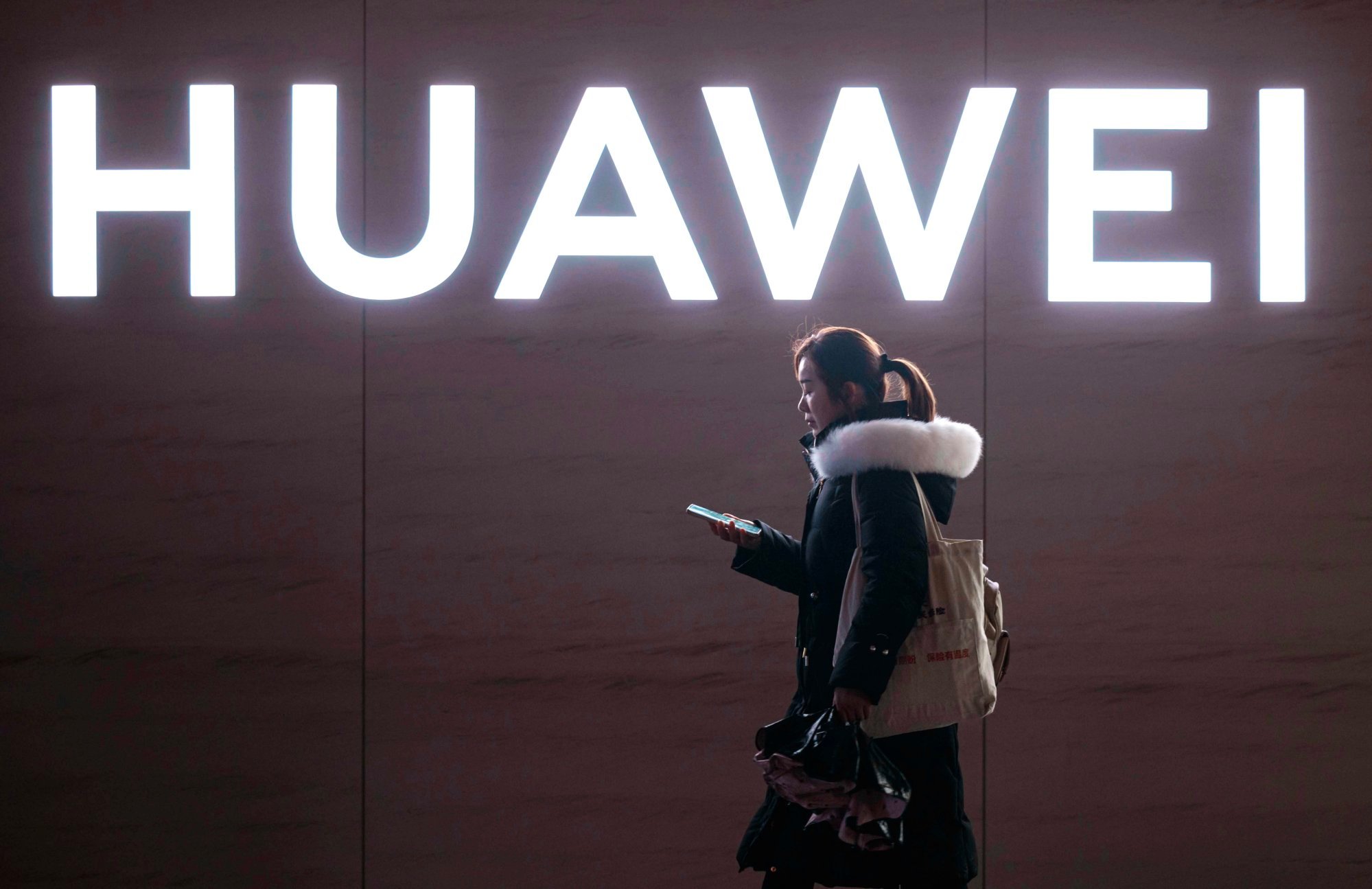 A Huawei logo seen in Shanghai, China. Photo: EPA-EFE