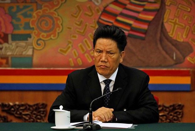 ENG_TIB_TibetansinGovt_03052024.3.jpg Lobsang Gyaltsen, chairman of the Standing Committee of the People's Congress of Tibet Autonomous Region, attends a group discussion session during China's National People's Congress in Beijing, March 10, 2017. (Tyrone Siu/Reuters)