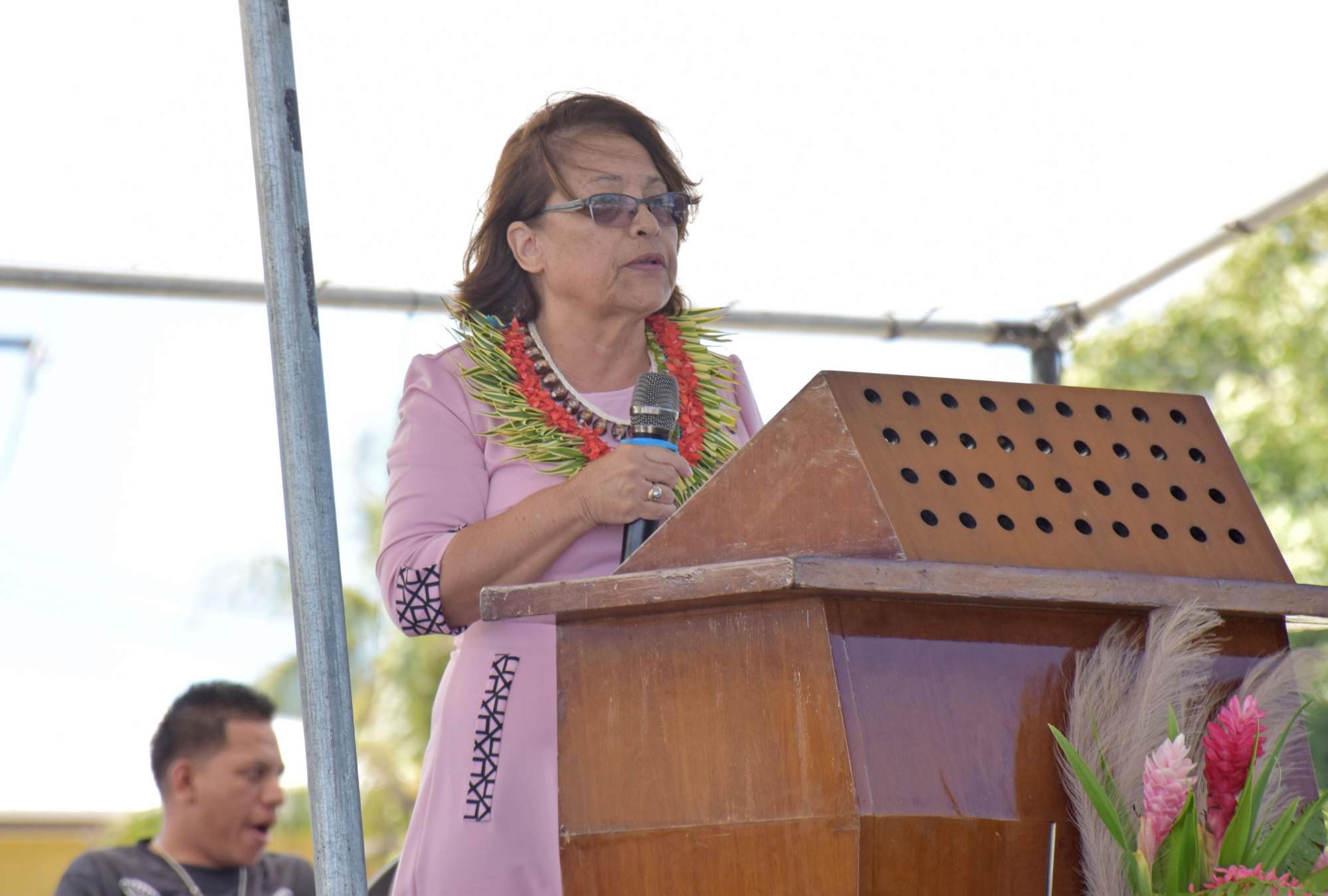 Marshall Islands President Hilda Heine speaks at a ceremony in the capital Majuro on March 1 marking the 70th anniversary of a US hydrogen bomb test at Bikini Atoll. Photo: Kyodo