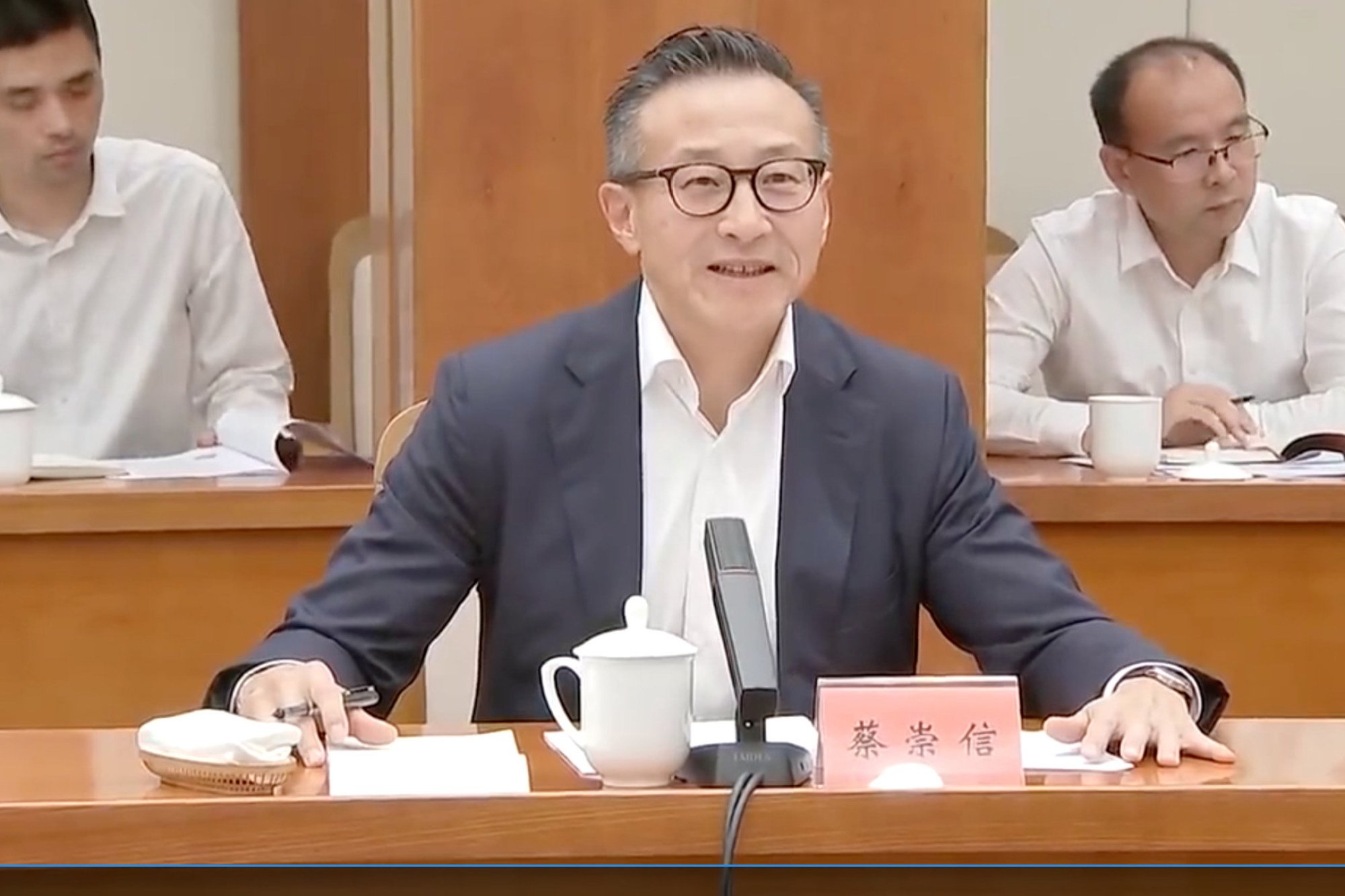 Alibaba Group Holding chairman Joe Tsai at a meeting with senior officials of eastern Zhejiang province in Hangzhou, the provincial capital, on October 31, 2023. Photo: Handout