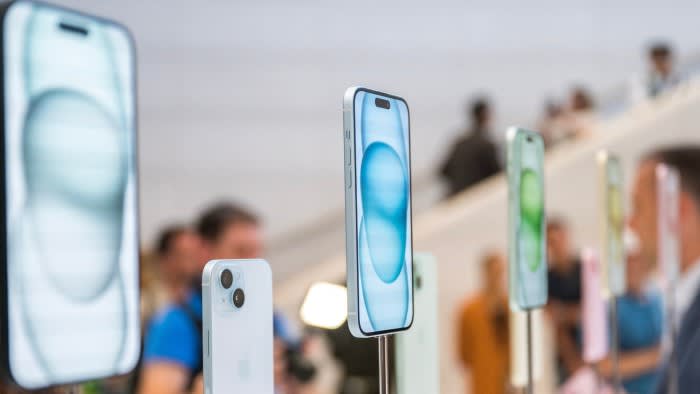 The Apple iPhone 15 on display