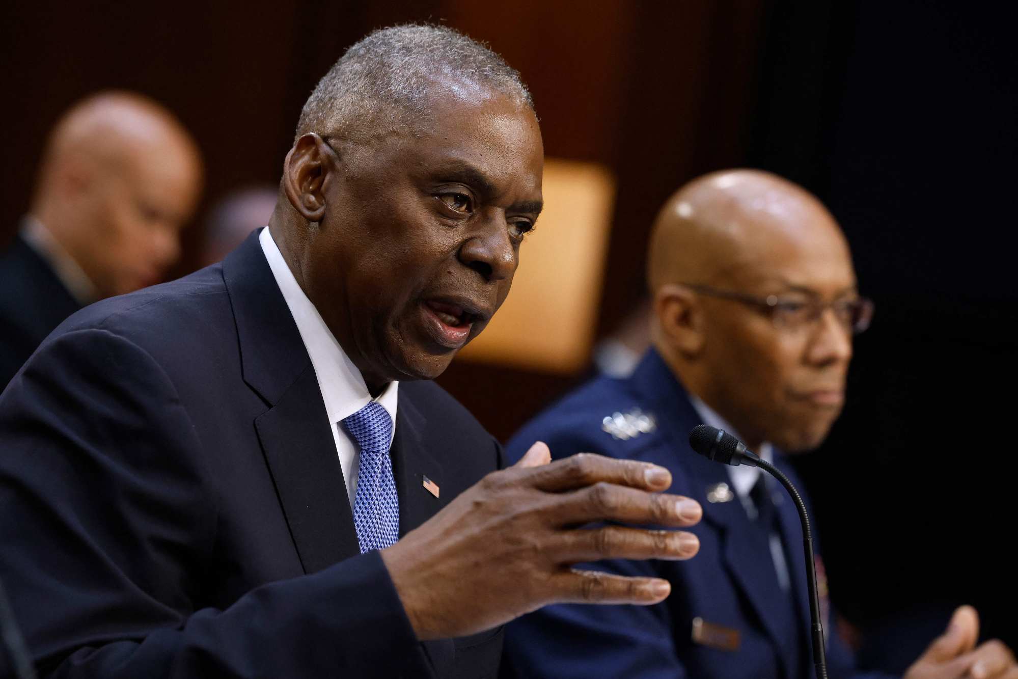 US Secretary of Defense Lloyd Austin (left) testifies before the Senate Armed Services Committee in Washington on Tuesday about the Biden administration’s 2025 annual Pentagon budget request, which includes supplemental funding for Taiwan and other allies. Photo: Getty Images via AFP)
