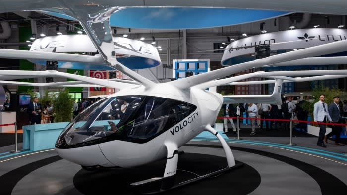 A Volocopter flying taxi on display at the Paris Air Show in June