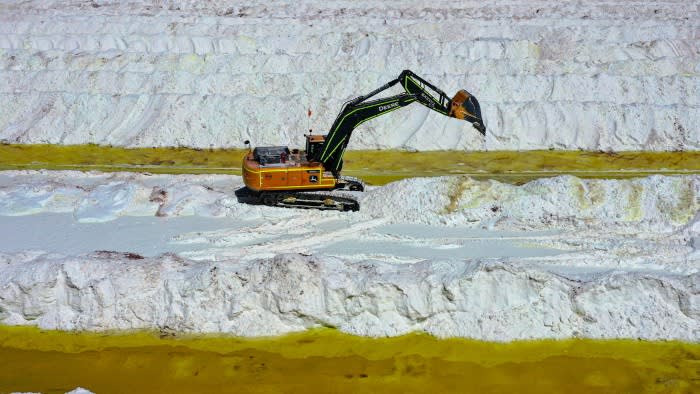 Brine ponds and processing areas of a lithium mine