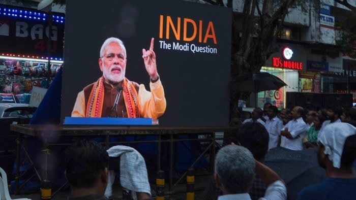 People watching the BBC documentary ‘India: The Modi Question’ in Kochi