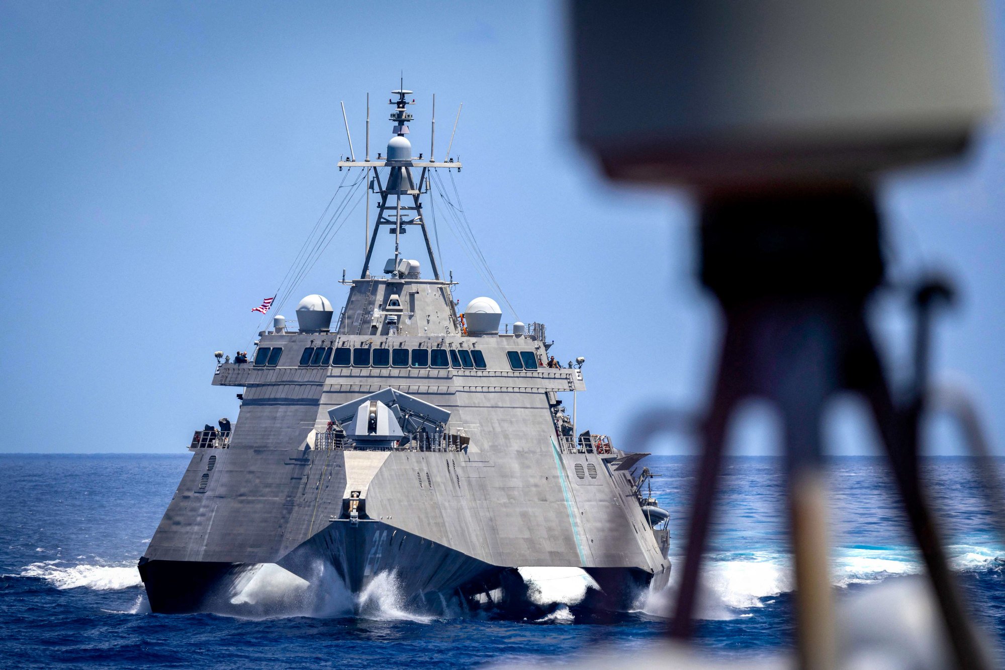 The USS Mobile is seen during the joint drills on Sunday. Photo: AFP/Australian Department of Defence