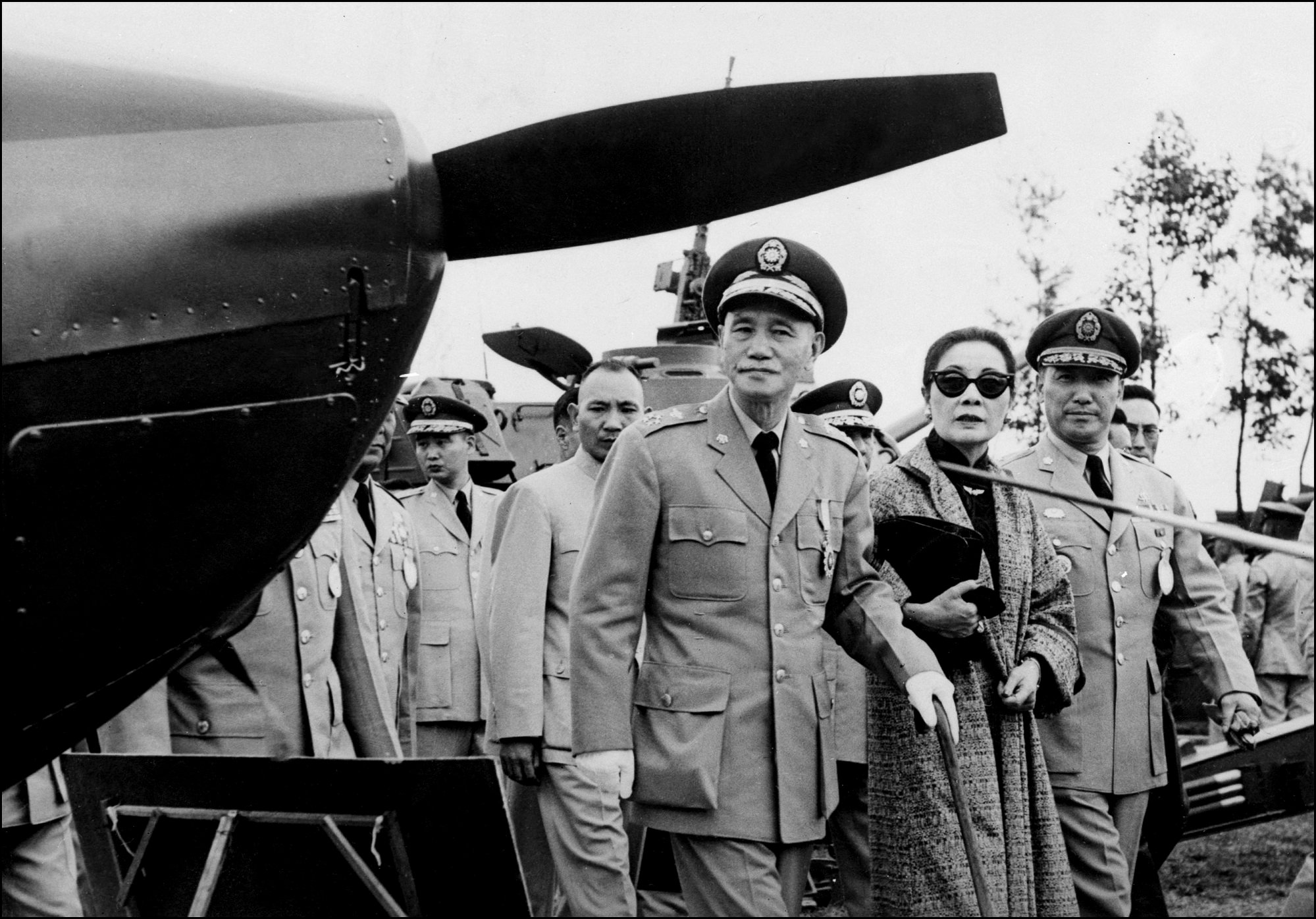 Chiang Kai-shek (centre), with his wife Soong May-ling and his son Chiang Wei-kuo (right) pictured in Taipei in 1961. Photo: AFP